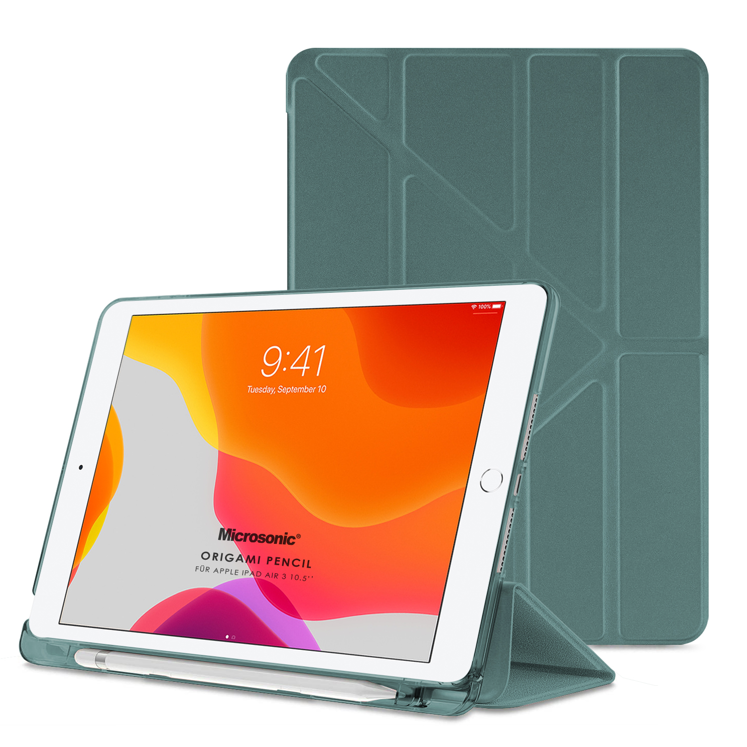 Microsonic Apple iPad Air 3 10 5 2019 Kılıf A2152-A2123-A2153-A2154 Origami Pencil Koyu Yeşil