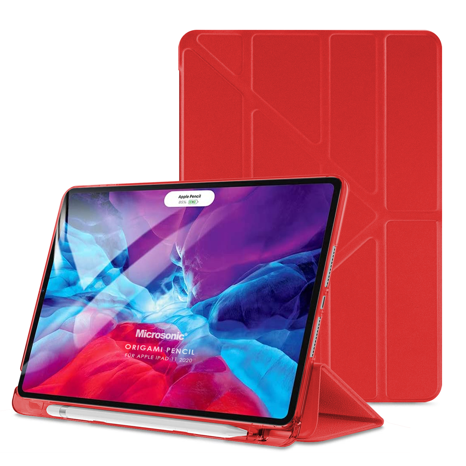 Microsonic Apple iPad Pro 11 2020 2 Nesil Kılıf A2228-A2068-A2230 Origami Pencil Kırmızı