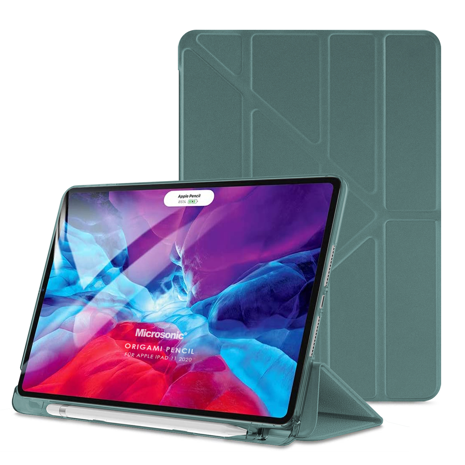 Microsonic Apple iPad Pro 11 2020 2 Nesil Kılıf A2228-A2068-A2230 Origami Pencil Koyu Yeşil
