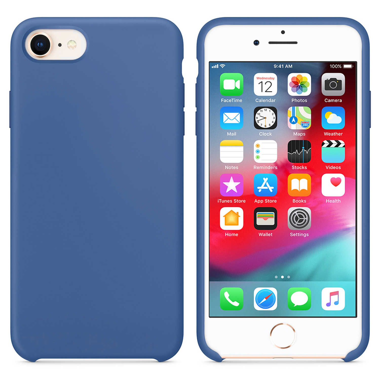 Microsonic Apple iPhone 8 Kılıf Liquid Lansman Silikon Çini Mavisi
