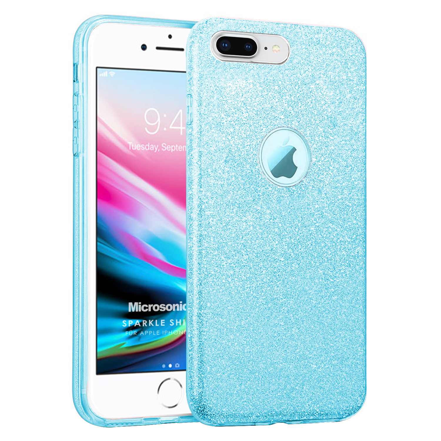 Microsonic Apple iPhone 7 Plus Kılıf Sparkle Shiny Mavi