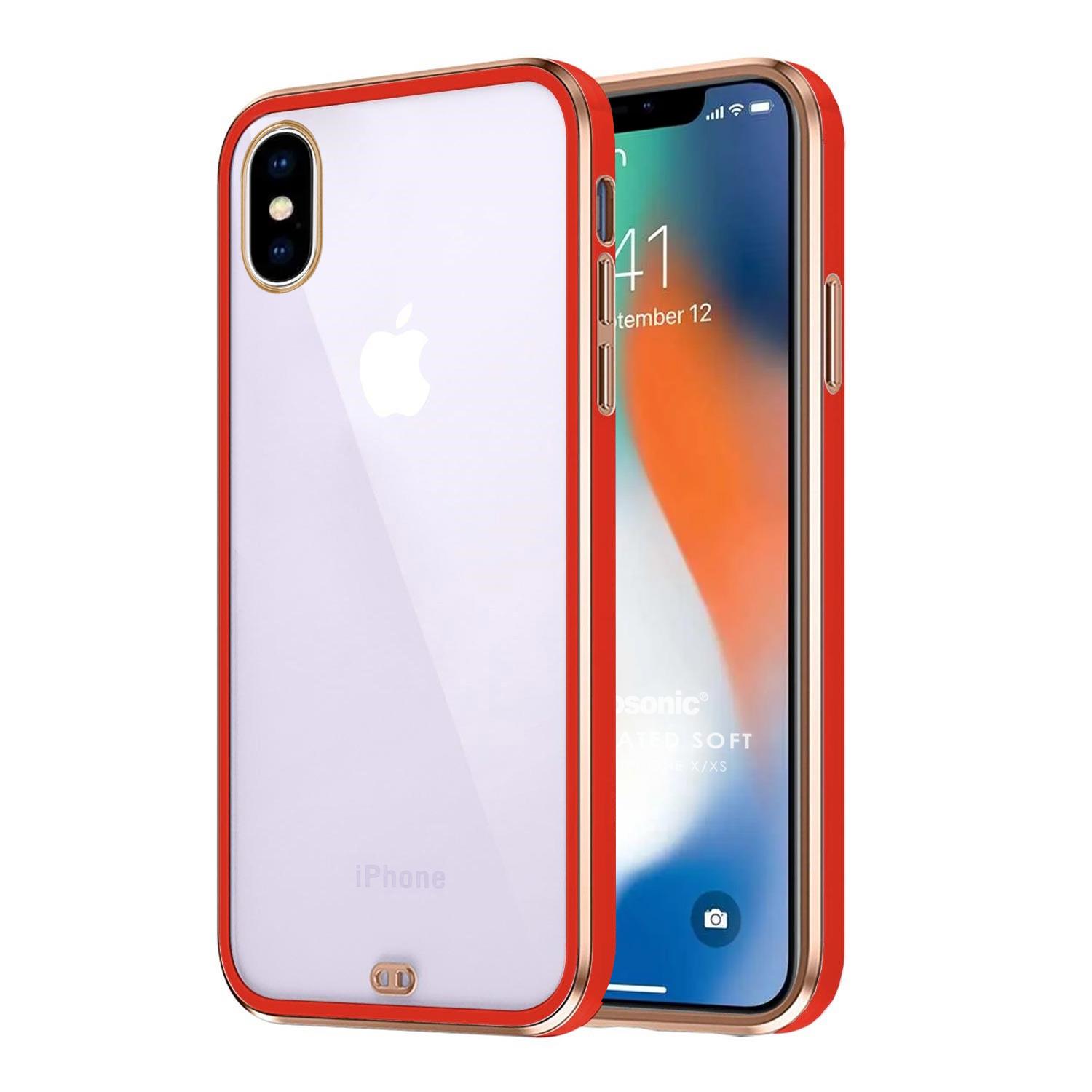 Microsonic Apple iPhone XS Kılıf Laser Plated Soft Kırmızı