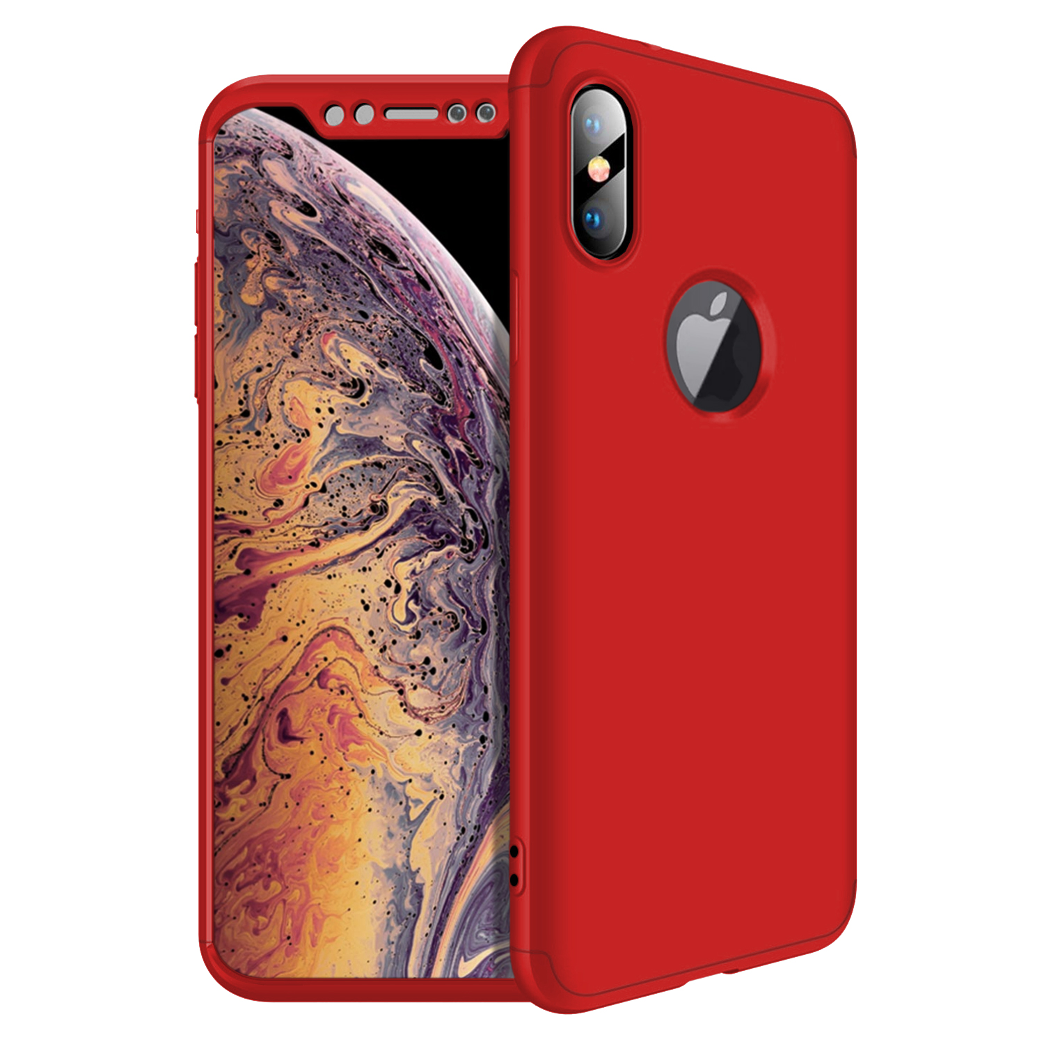 Microsonic Apple iPhone XS Max 6 5 Kılıf Double Dip 360 Protective Kırmızı