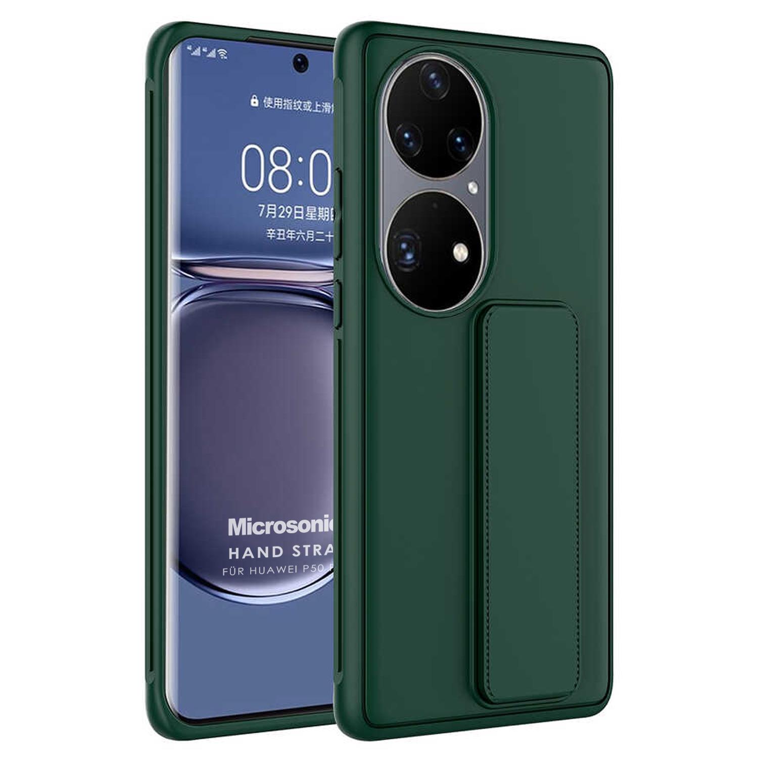 Microsonic Huawei P50 Pro Kılıf Hand Strap Koyu Yeşil