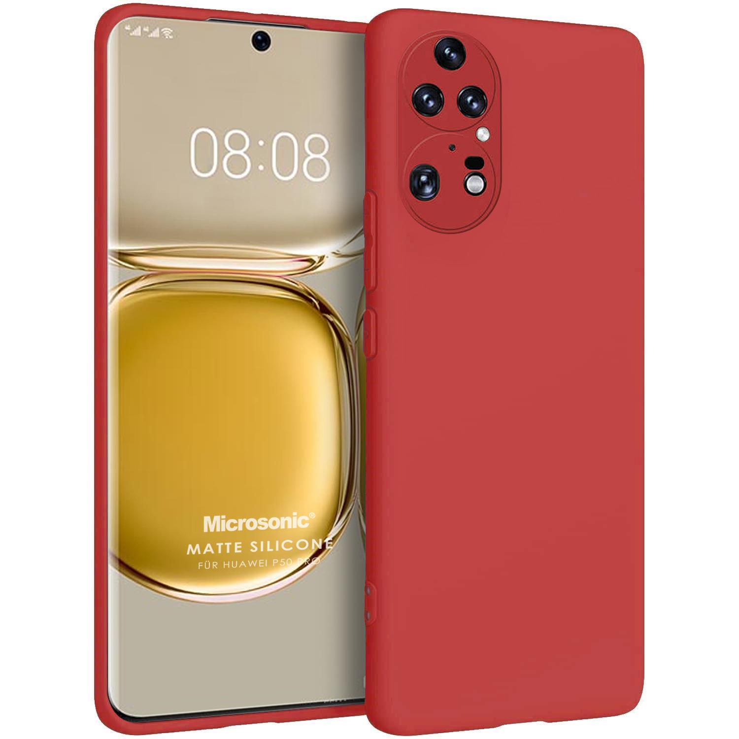 Microsonic Matte Silicone Huawei P50 Pro Kılıf Kırmızı