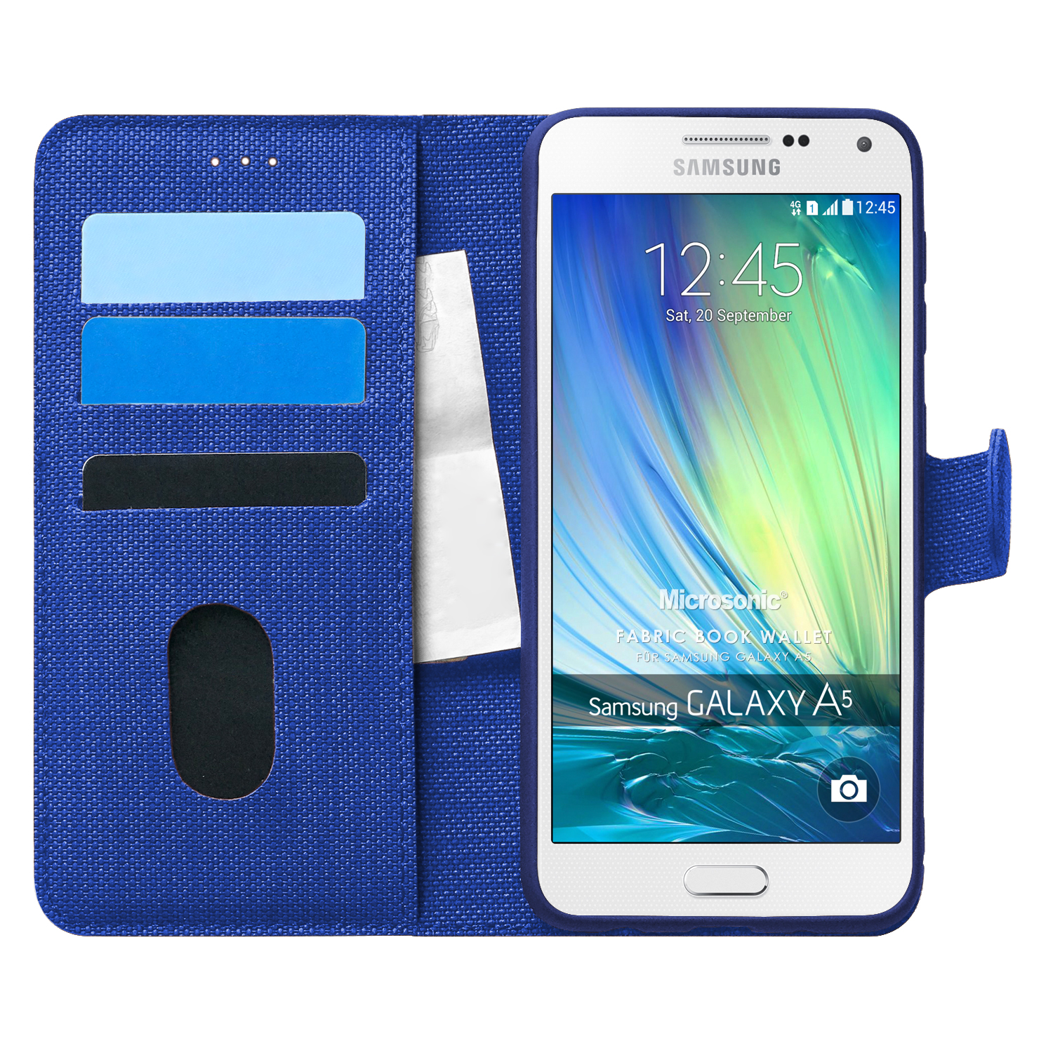Microsonic Samsung Galaxy A5 Kılıf Fabric Book Wallet Lacivert