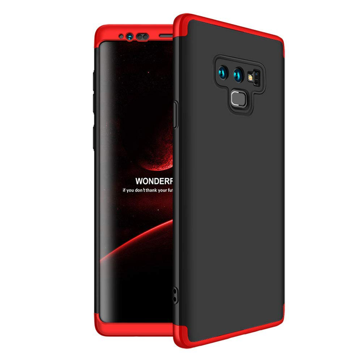 Microsonic Samsung Galaxy Note 9 Kılıf Double Dip 360 Protective Siyah Kırmızı