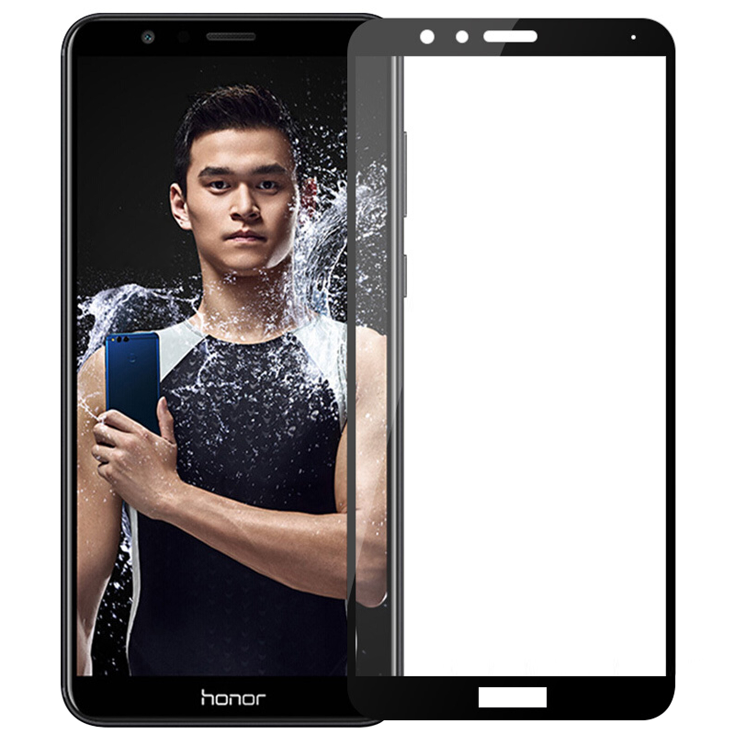 Microsonic Huawei Honor 7X Tam Kaplayan Temperli Cam Ekran koruyucu Kırılmaz Film Siyah