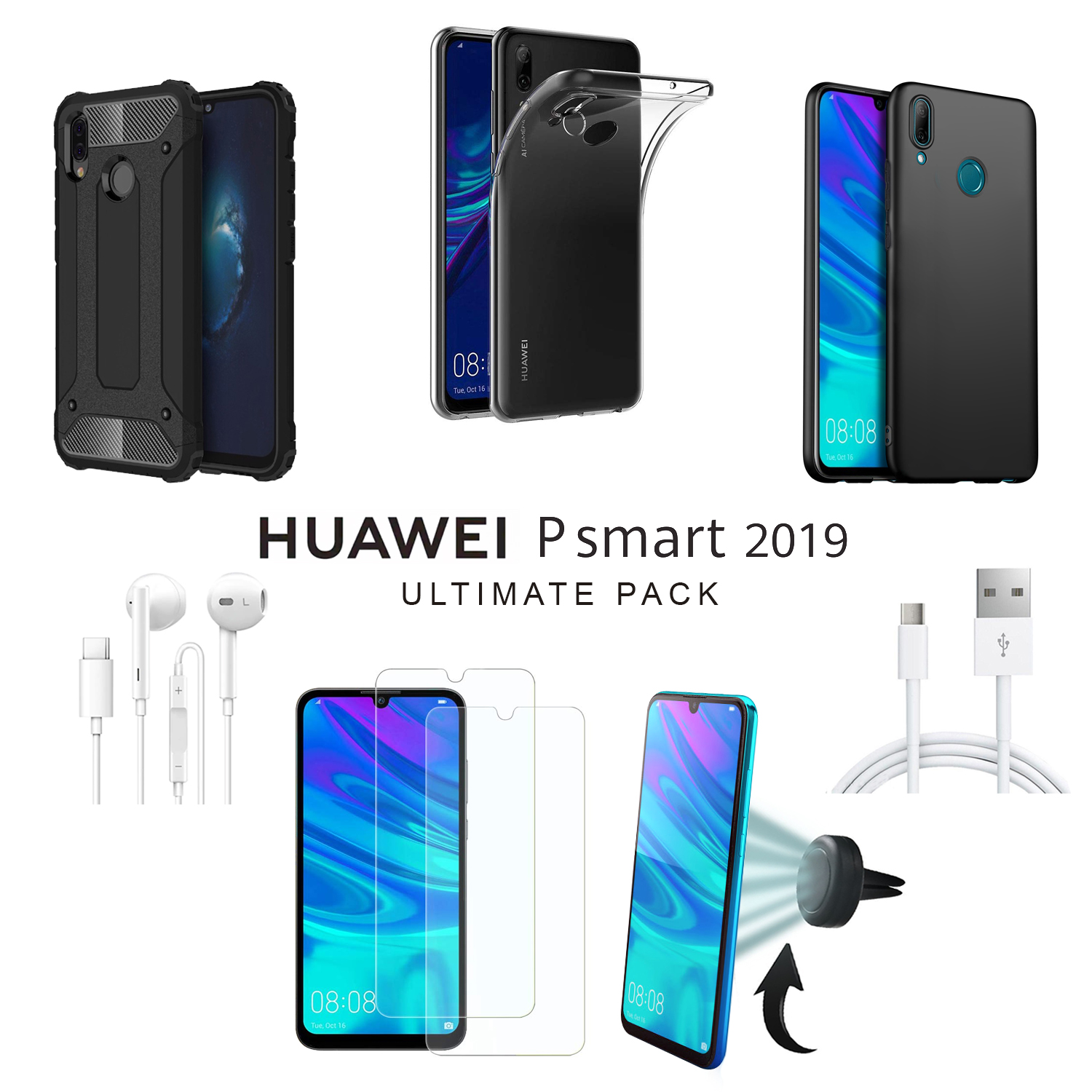 Microsonic Huawei P Smart 2019 Kılıf Aksesuar Seti