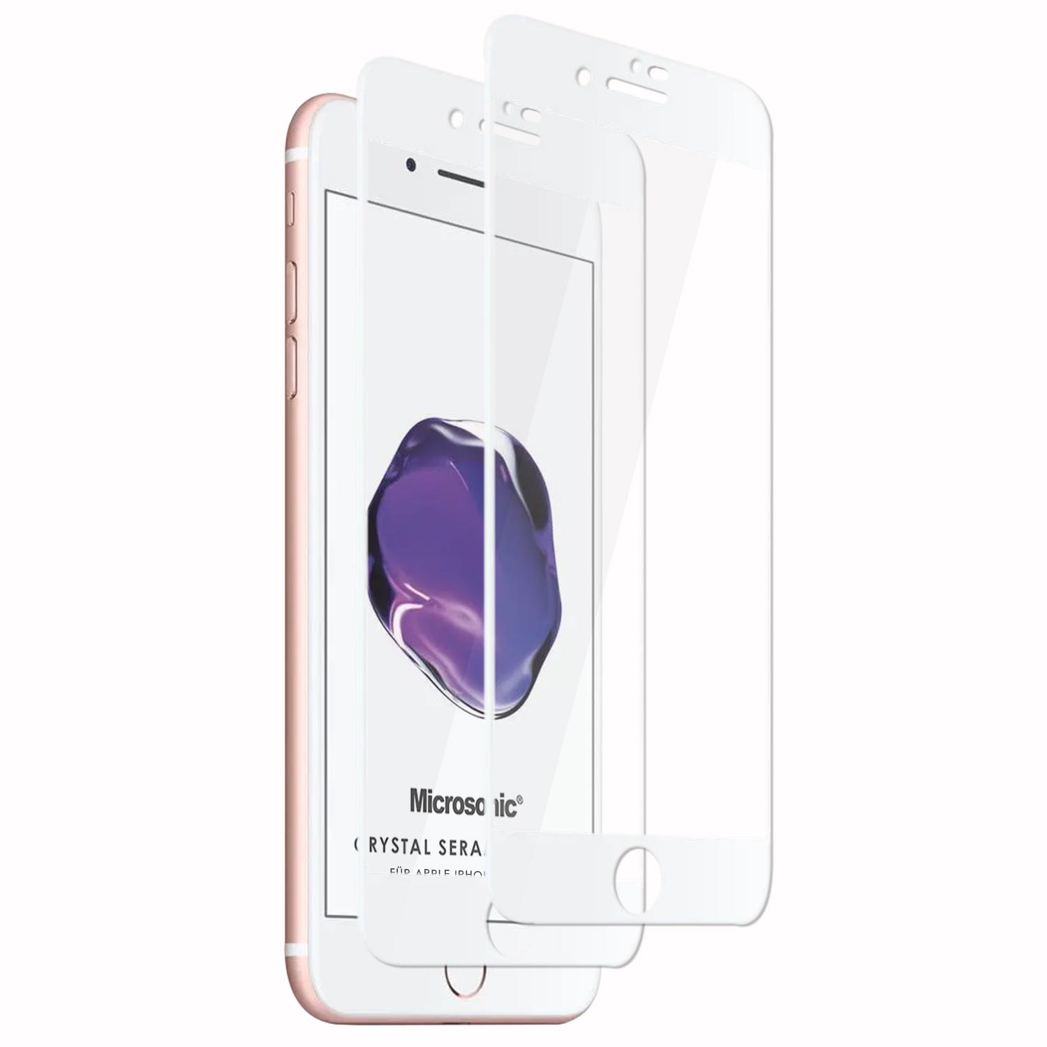 Microsonic Apple iPhone 8 Plus Crystal Seramik Nano Ekran Koruyucu Beyaz 2 Adet