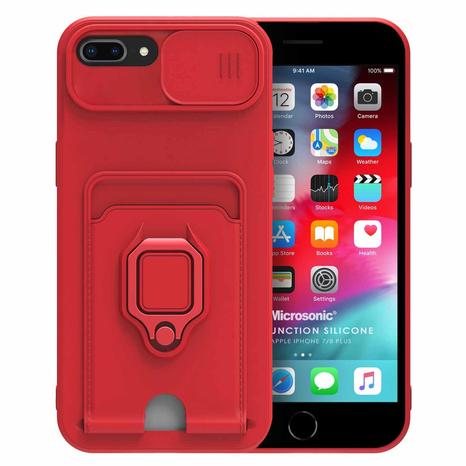 Microsonic Apple iPhone 8 Plus Kılıf Multifunction Silicone Kırmızı