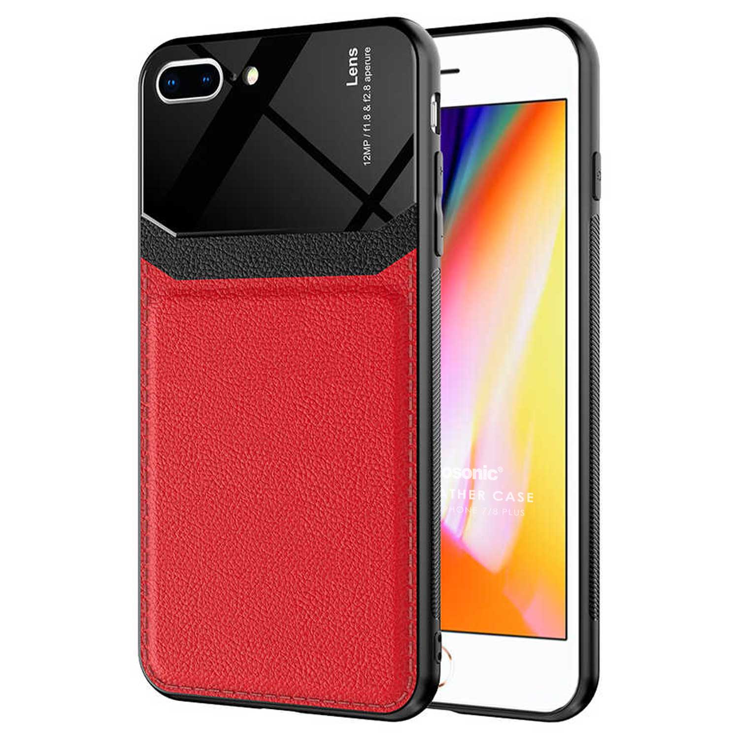 Microsonic Apple iPhone 7 Plus Kılıf Uniq Leather Kırmızı
