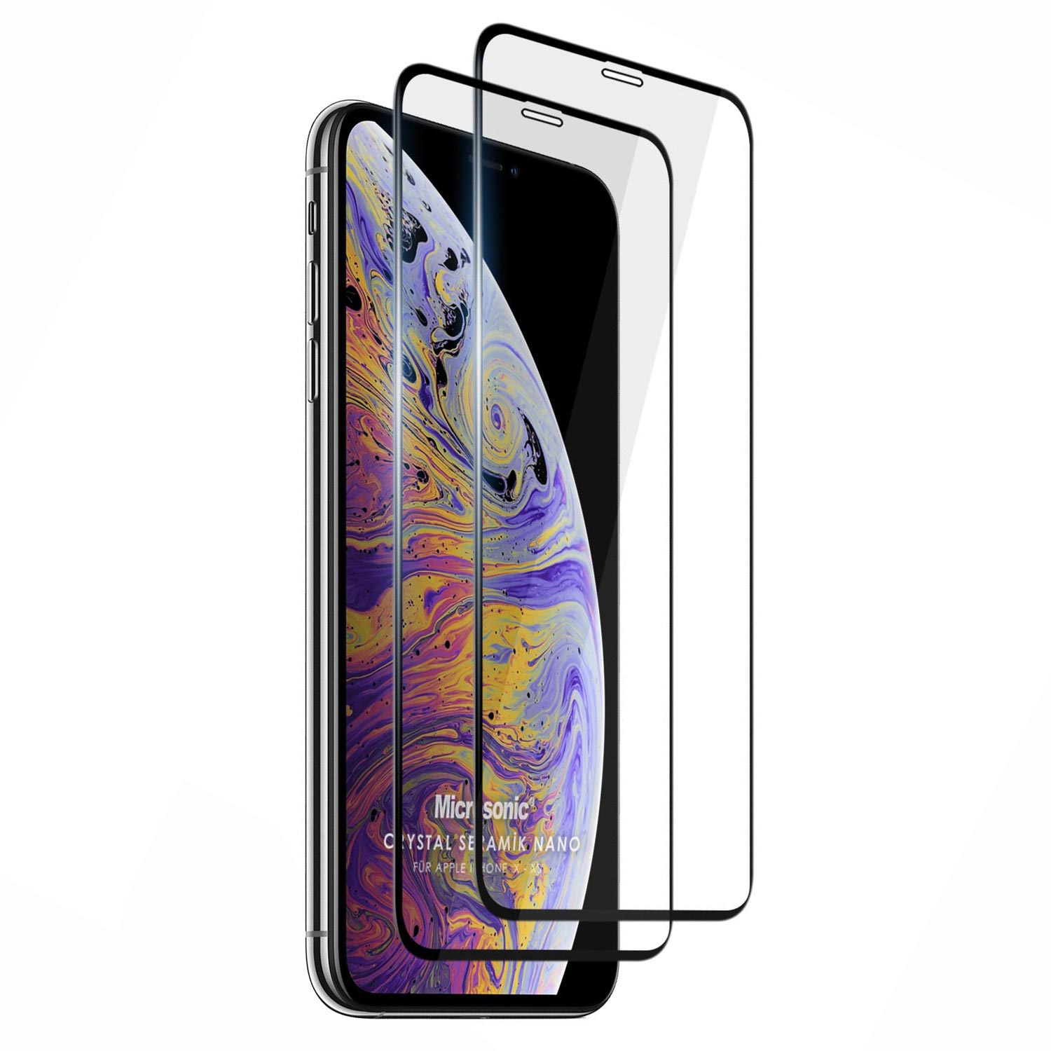 Microsonic Apple iPhone XS Crystal Seramik Nano Ekran Koruyucu Siyah 2 Adet