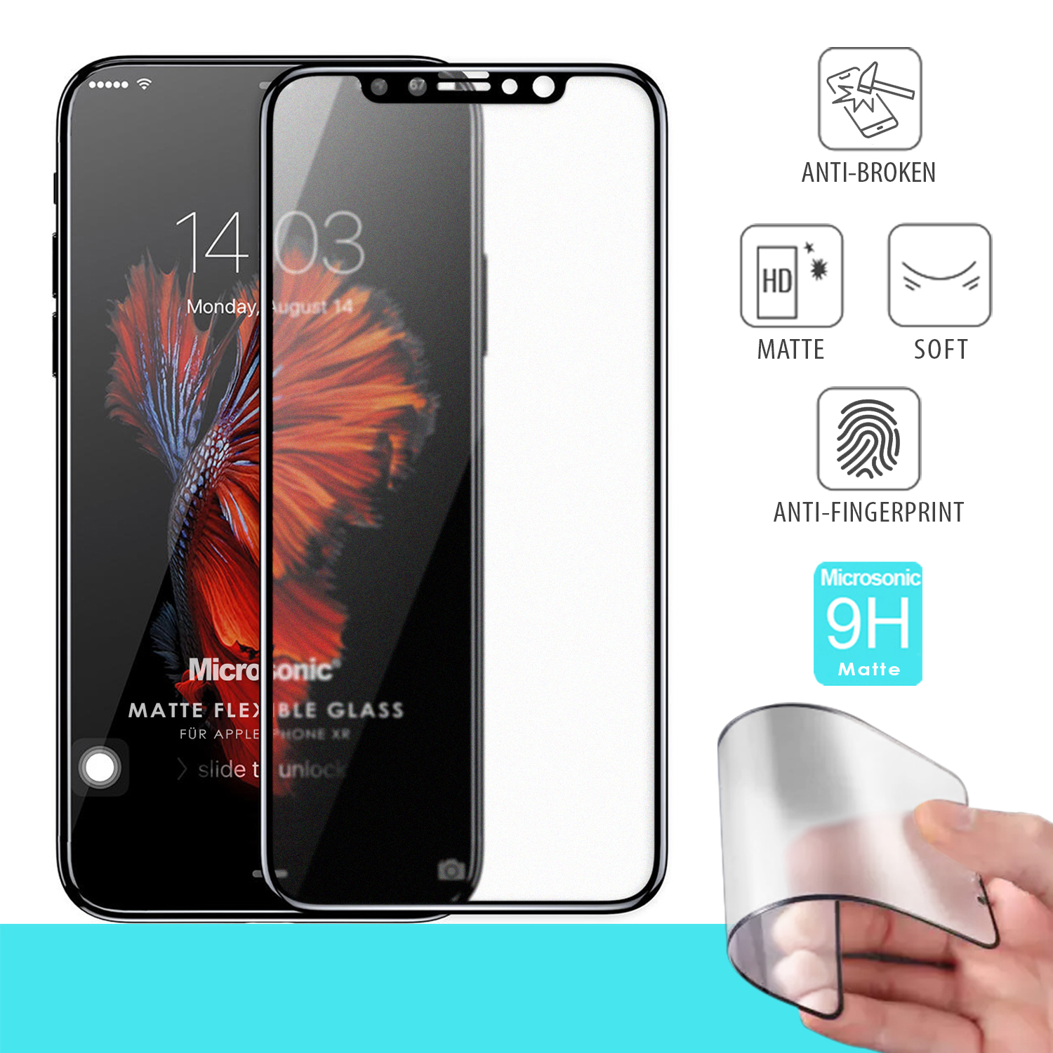 Microsonic Apple iPhone XR Seramik Matte Flexible Ekran Koruyucu Siyah