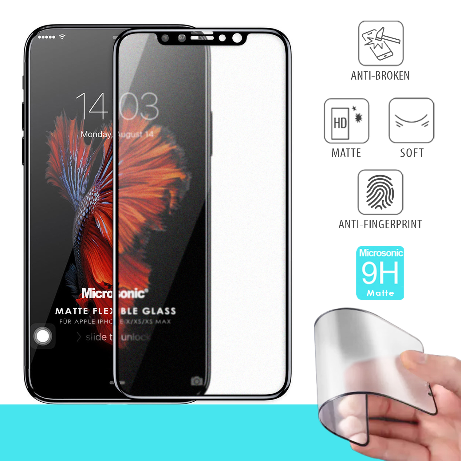 Microsonic Apple iPhone X Seramik Matte Flexible Ekran Koruyucu Siyah