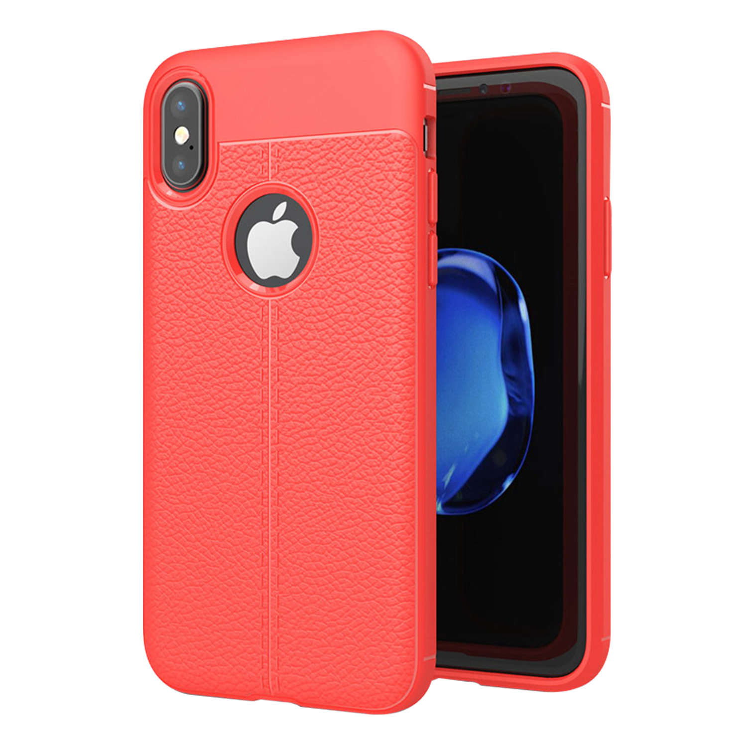Microsonic Apple iPhone XS 5 8 Kılıf Deri Dokulu Silikon Kırmızı