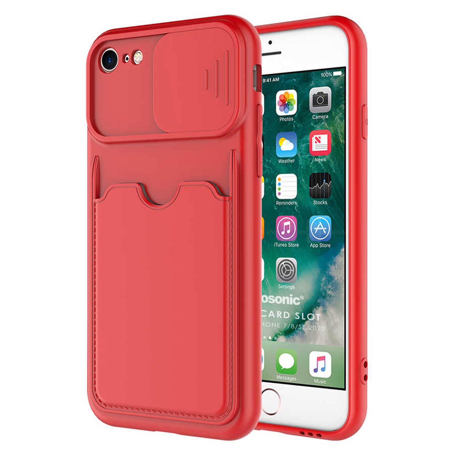 Microsonic Apple iPhone SE 2020 Kılıf Inside Card Slot Kırmızı