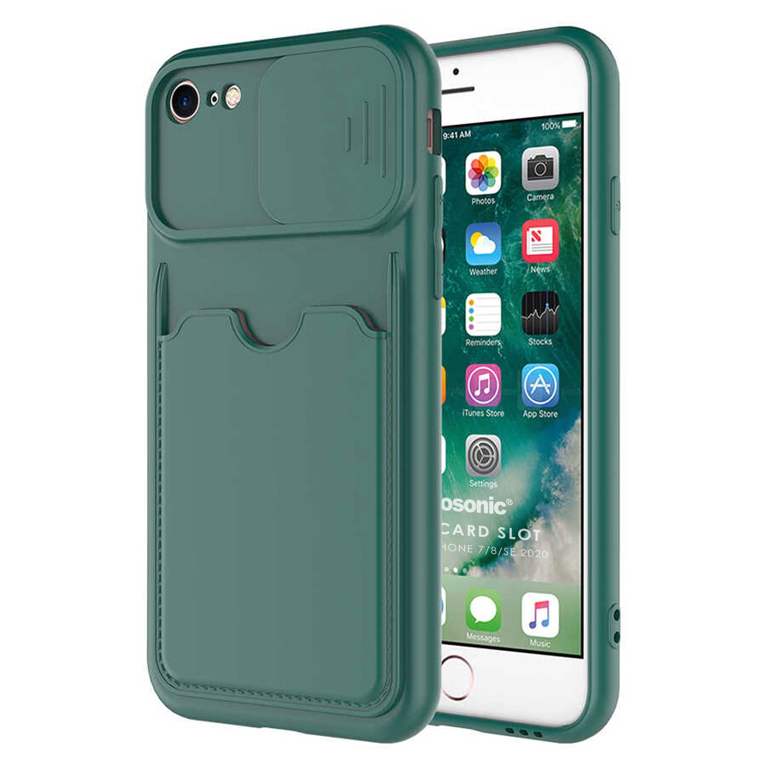 Microsonic Apple iPhone SE 2020 Kılıf Inside Card Slot Koyu Yeşil