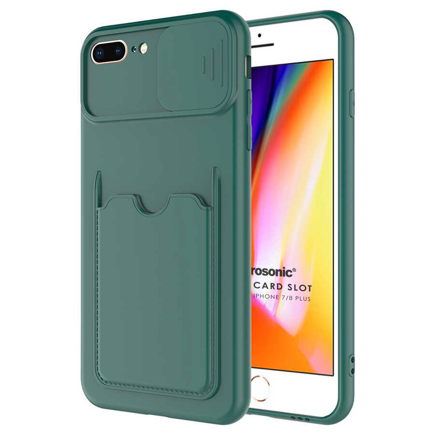 Microsonic Apple iPhone 7 Plus Kılıf Inside Card Slot Koyu Yeşil