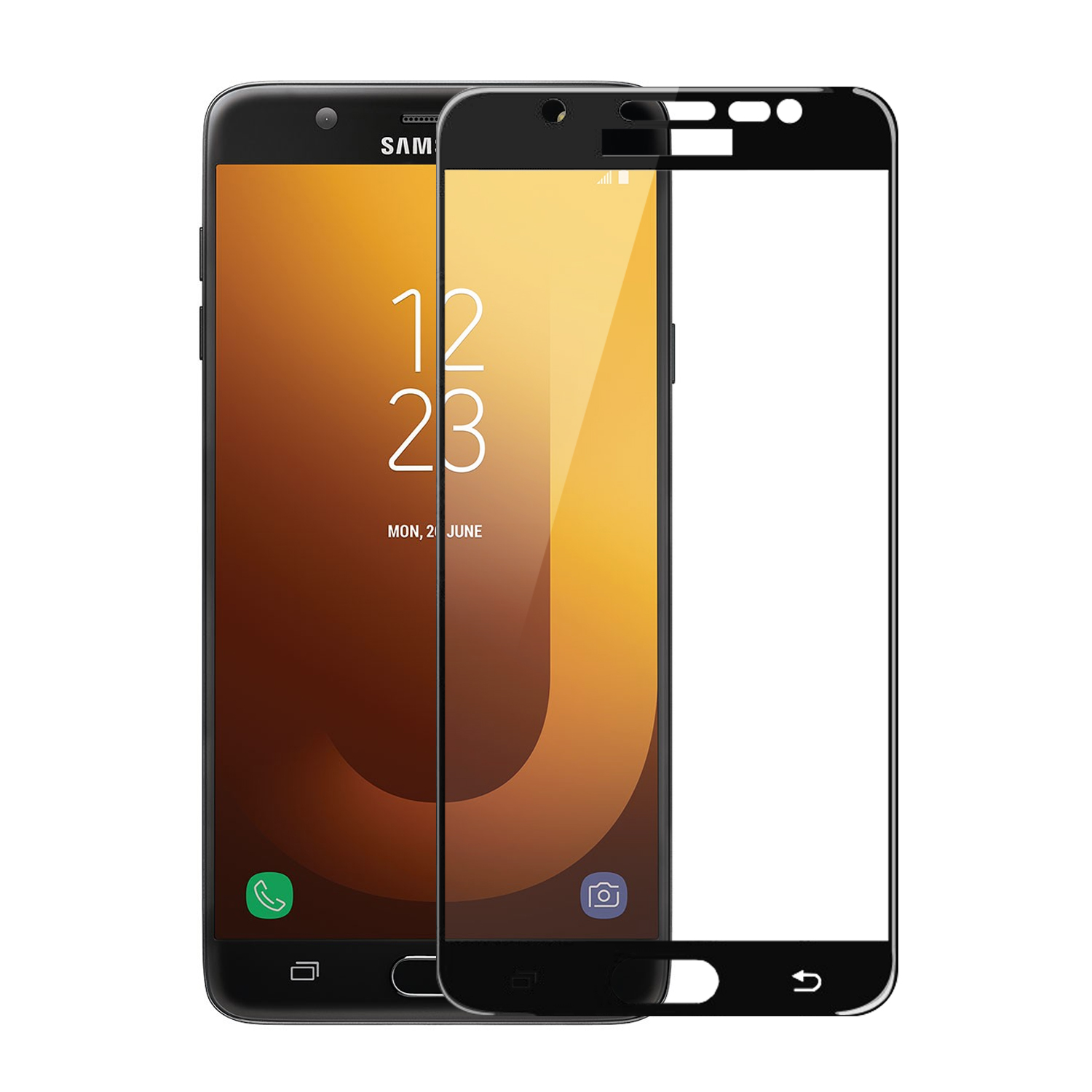 Microsonic Samsung Galaxy J7 Max Tam Kaplayan Temperli Cam Ekran koruyucu Kırılmaz Film Siyah
