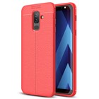 Microsonic Samsung Galaxy A6 Plus 2018 Kılıf Deri Dokulu Silikon Kırmızı