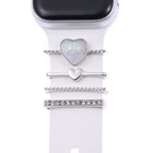 Microsonic Apple Watch 7 45mm Kordon Süsü Charm İnci Kalp Gümüş
