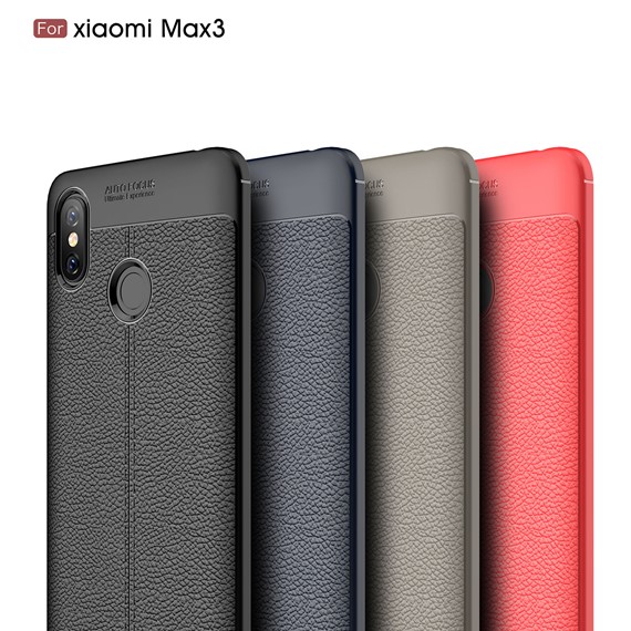 Microsonic Xiaomi Mi Max 3 Kılıf Deri Dokulu Silikon Lacivert 4