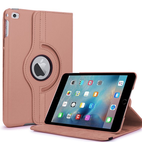 Microsonic iPad Mini 4 Kılıf 360 Dönerli Stand Deri Rose Gold 1