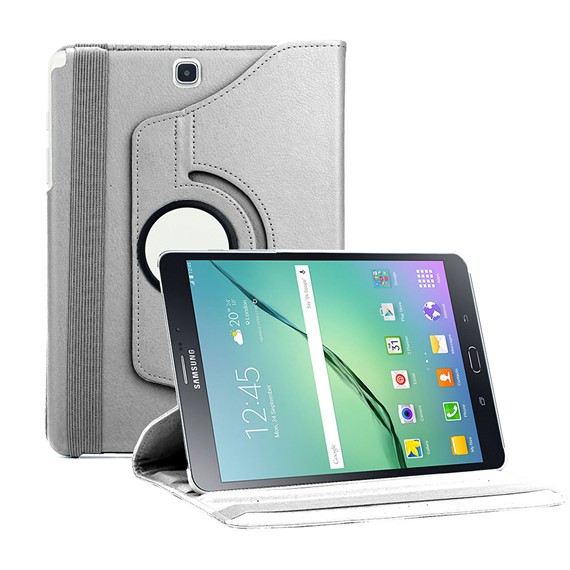 Microsonic Samsung Galaxy Tab S2 8 0 Kılıf 360 Dönerli Stand Deri Gümüş 1