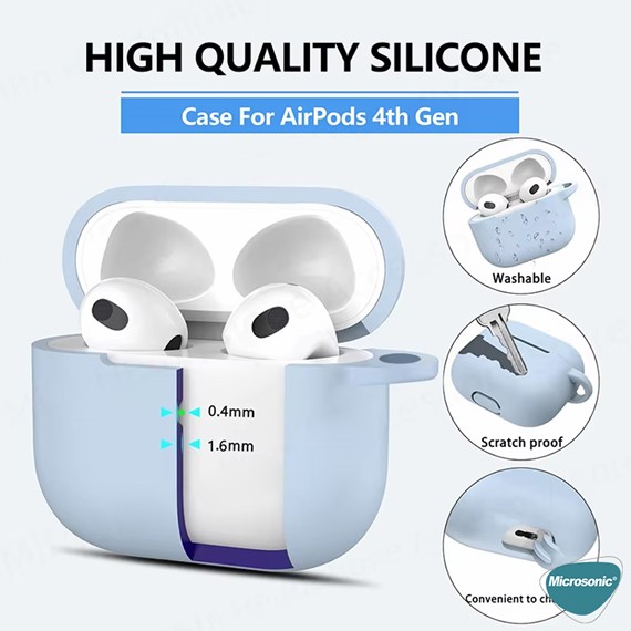 Microsonic AirPods 4 Kılıf Askılı Mat Silikon Mavi 5