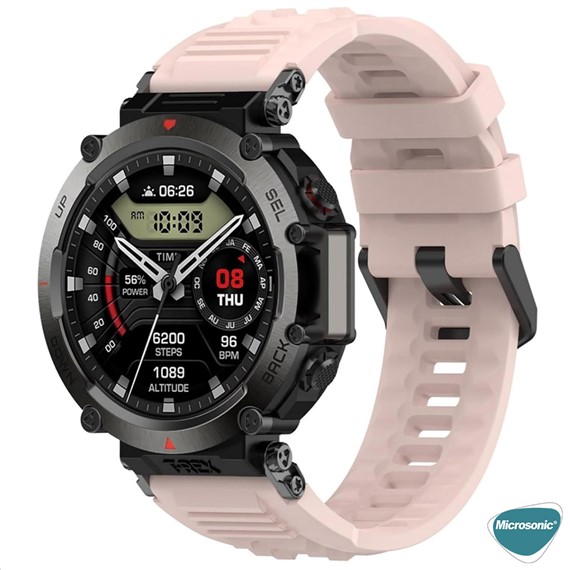 Microsonic Amazfit T-Rex Ultra Kordon Silicone Sport Band Pembe 3