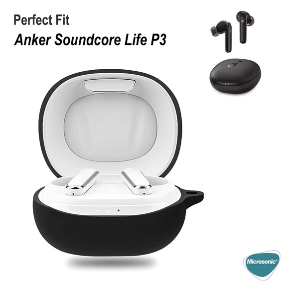 Microsonic Anker SoundCore Life P3 Kılıf Askılı Mat Silikon Siyah 2