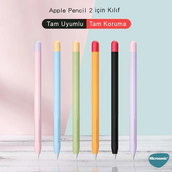 Microsonic Apple Pencil 2 nesil Kılıf Mat Silikon Lila Pembe 4