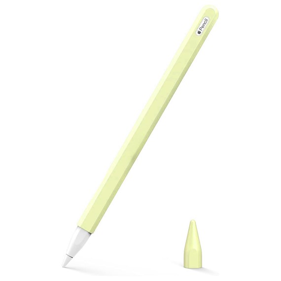 Microsonic Apple Pencil 2 nesil Kılıf Mat Silikon V2 Açık Sarı 1