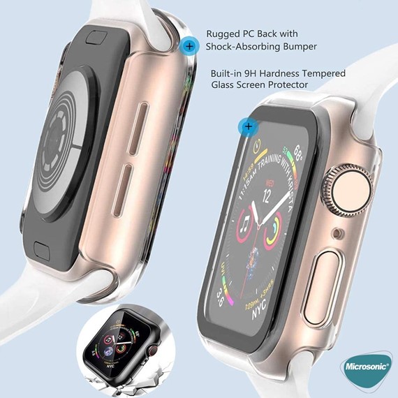Microsonic Apple Watch SE 44mm Kılıf Clear Premium Slim WatchBand Şeffaf 4