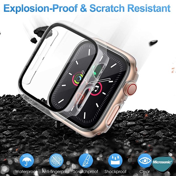 Microsonic Apple Watch Series 4 44mm Kılıf Clear Premium Slim WatchBand Şeffaf 7