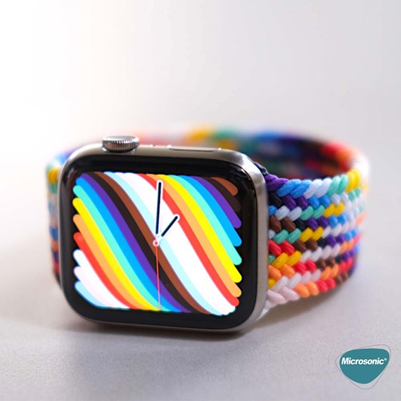 Microsonic Apple Watch SE 2022 40mm Kordon Small Size 127mm Knitted Fabric Single Loop Pride Edition 3