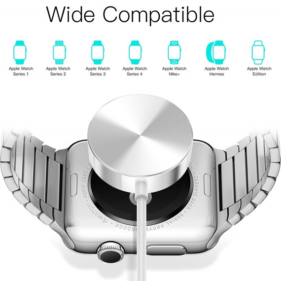 Microsonic Apple Watch SE 2022 44mm Masaüstü Manyetik Hızlı Şarj Aygıtı - Type-C Kablosu Beyaz 6