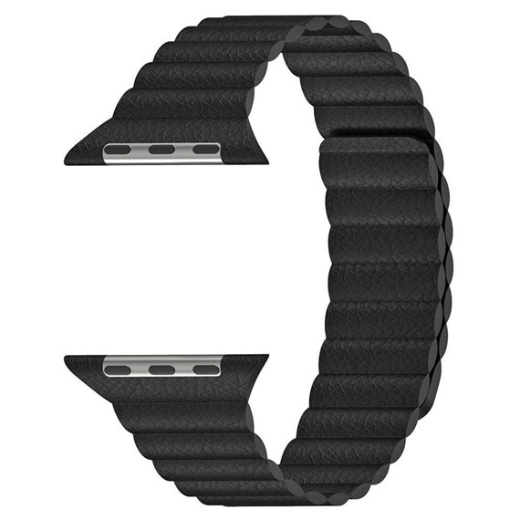 Microsonic Apple Watch Series 3 42mm Twist Leather Loop Kordon Siyah 1