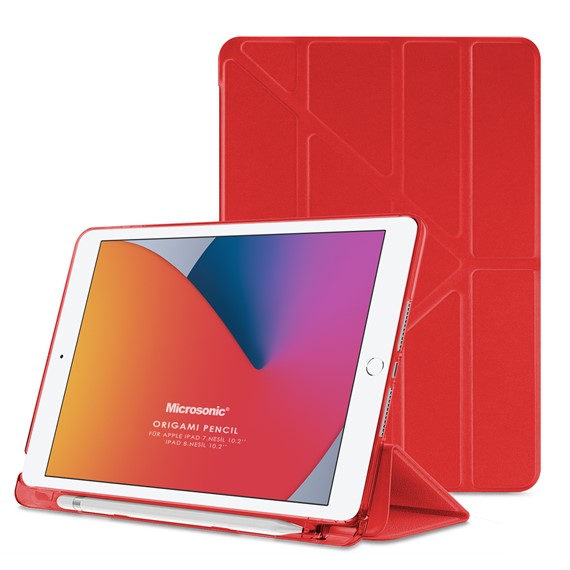 Microsonic Apple iPad 10 2 9 Nesil A2602-A2604-A2603-A2605 Origami Pencil Kırmızı 1