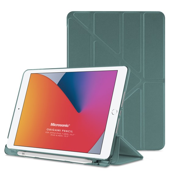 Microsonic Apple iPad 10 2 7 Nesil Kılıf A2197-A2200-A2198 Origami Pencil Koyu Yeşil 1