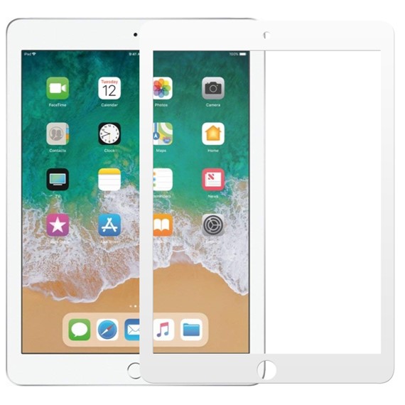 Microsonic Apple iPad 9 7 2017 A1822-A1823 Tam Kaplayan Temperli Cam Ekran Koruyucu Beyaz 1