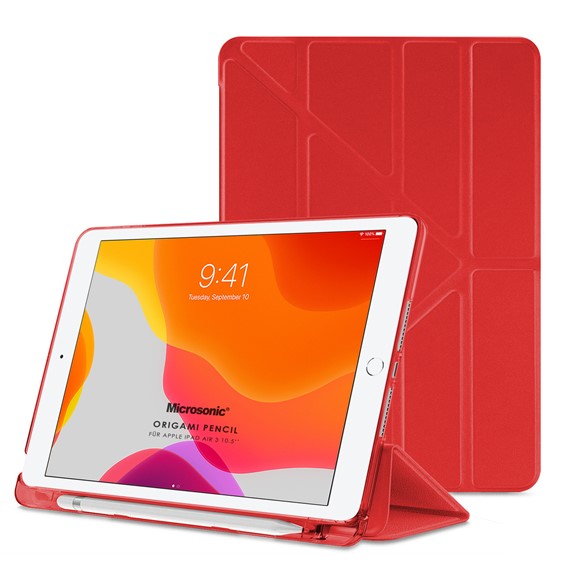 Microsonic Apple iPad Air 3 10 5 2019 Kılıf A2152-A2123-A2153-A2154 Origami Pencil Kırmızı 1