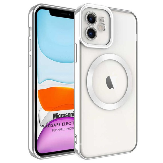 Microsonic Apple iPhone 12 Kılıf MagSafe Luxury Electroplate Gümüş 1