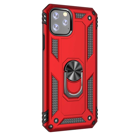 Microsonic Apple iPhone 11 Pro Max 6 5 Kılıf Military Ring Holder Kırmızı 2