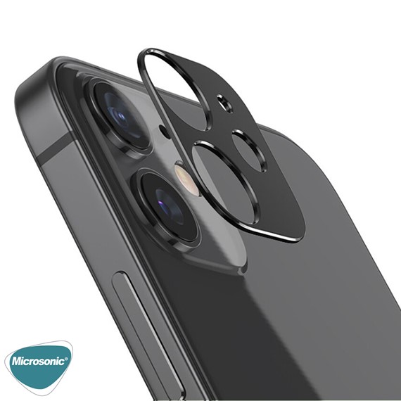 Microsonic Apple iPhone 12 Kamera Lens Koruma Camı V2 Siyah 2
