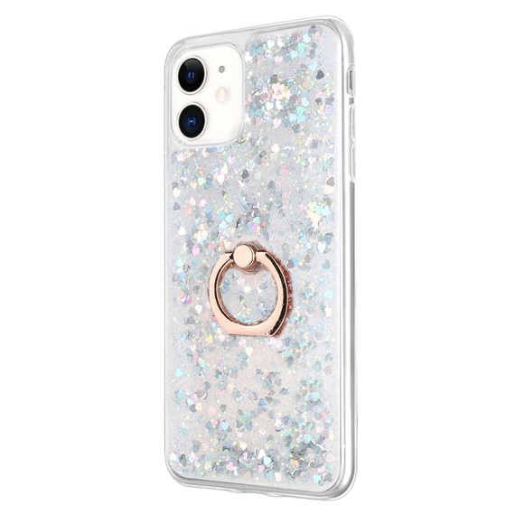 Microsonic Apple iPhone 12 Kılıf Glitter Liquid Holder Gümüş 2