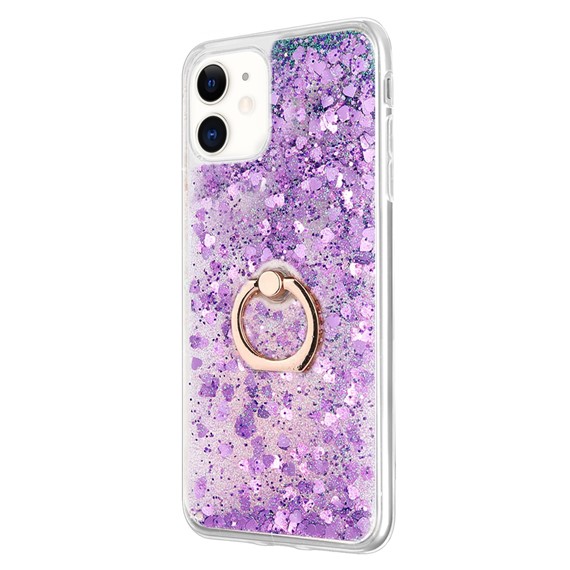 Microsonic Apple iPhone 12 Kılıf Glitter Liquid Holder Mor 2