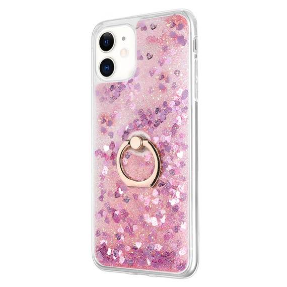 Microsonic Apple iPhone 12 Kılıf Glitter Liquid Holder Pembe 2