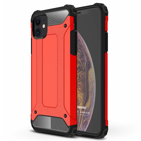 Microsonic Apple iPhone 12 Kılıf Rugged Armor Kırmızı 1